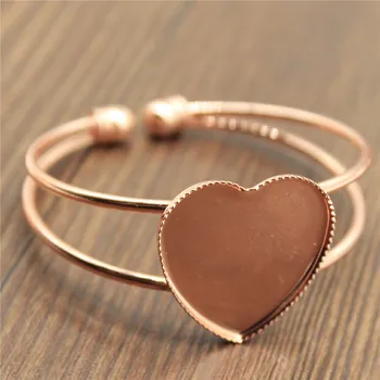 

6 Colors Fit 25mm Heart Shape Glass Cabochon Bangle Base Settings For Jewelry Making DIY Jewelry Accessories