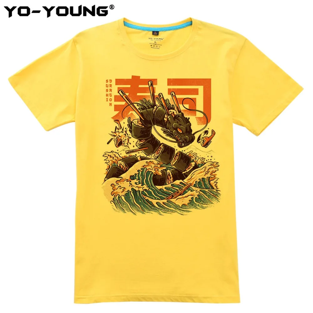 Yo Young Men футболки Great Sushi Dragon Gyarados дизайн цифровая печать 100% хлопок унисекс