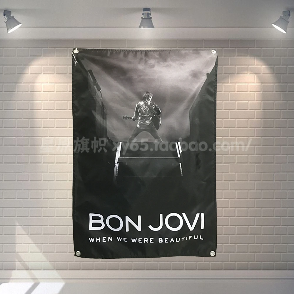 

BON JOVI Pop Band Sign Cloth Flag Poster Banners Four-Hole Hanging paintings Wall Stickers Cafe Music Studio Livehouse Decor