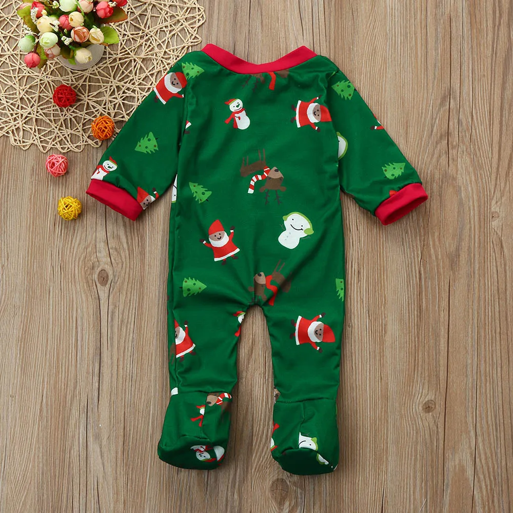 Милый комбинезон для новорожденных, пижамы с принтом для маленьких мальчиков, комбинезон, Рождественский комбинезон, семейная одежда, комбинезон для детей