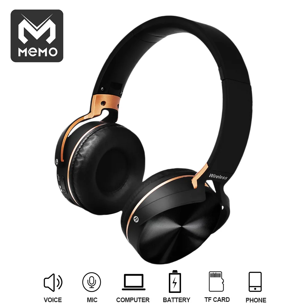 MEMO беспроводные bluetooth-наушники с микрофоном TF карта Стерео шумоподавление для