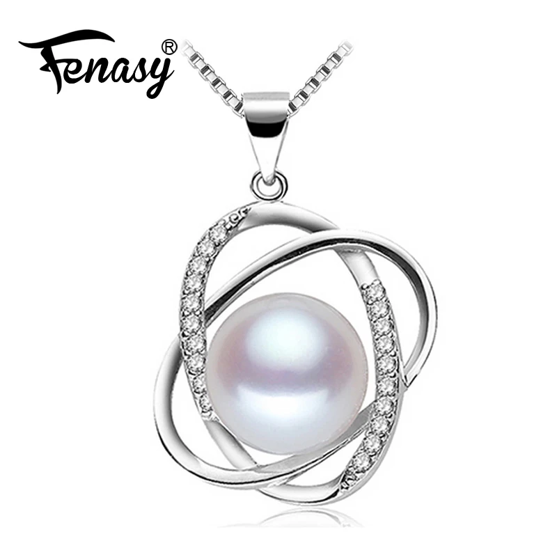 

FENASY Pearl Jewelry New Custom Trendy Custom 925 Sterling Silver Pendant Genuine natural Pearl Necklace For Women Wholesale