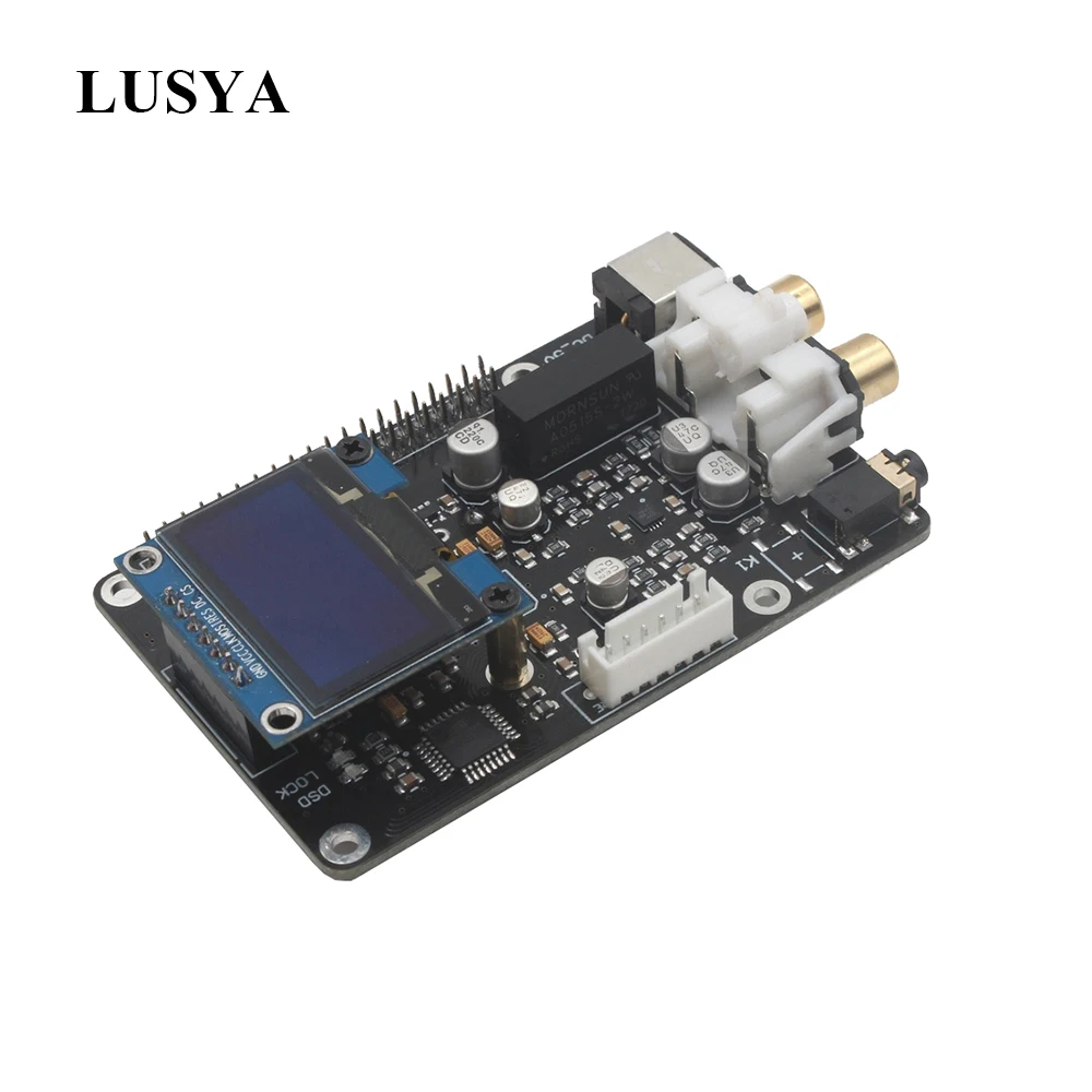 Lusya OLED ES9038q2m OPA1612 Op декодер цифровая плата вещания I2S 32 бит/384K DSD128 для Raspberry pi 2B 3B + 4B