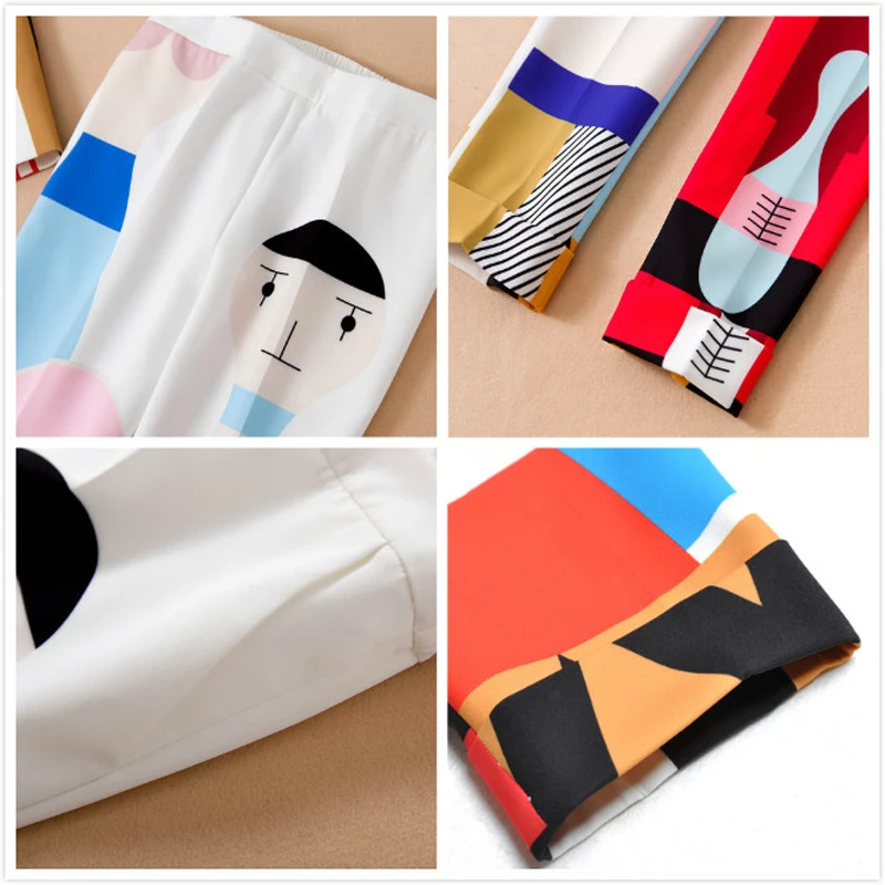 High Quality Designer Runway New Women's Pant Suits Print Office Blazer Top+Pants 2 Piece Set Women Long Sleeve Sets Suit Female