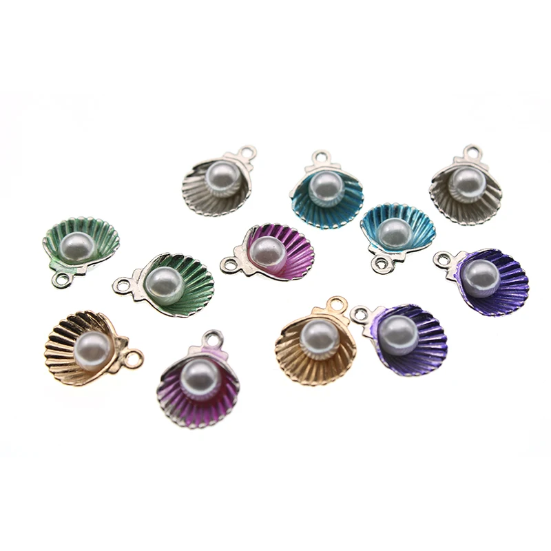 

10pcs 11x15mm Alloy Metal Mixed Color Shell Charms Drop Oil Pendant for DIY Handmade Earring Necklace Bracelet Jewelry Making