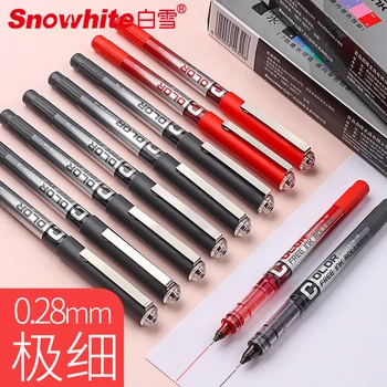 

12PCS SNOWHITE PVN 159 Direct Fluid Roller Pen 0.28mm Very Fine Gel Pen Carbon Black Blue Red Color Muji Pen