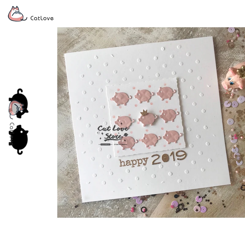 

2PCS Pig Animal Metal Cutting Dies Stencils For DIY Scrapbooking Paper Card Decorative Craft Dies Embossing Die Cuts New 2019