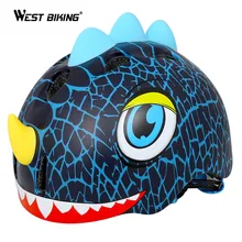 WEST BIKING Dinosaur Cartoon Bicycle Safety Helmet Children’s Skate Adjustable Kids Helmet Cycling Scooter Bike Helmet For Kids