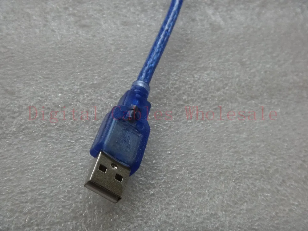 10 шт./лот, 0,3 м, 1 фут, USB 2,0, Удлинительный кабель для печати, OHFC, медный, прозрачный, синий, удлиненный USB кабель для принтера, HDD