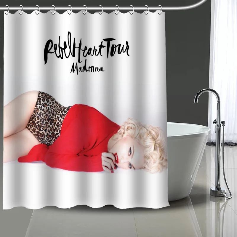 Высокое качество Мадонна печать занавеска для душа водонепроницаемые шторка Декор ванной комнаты с крючками на заказ ваше изображение больше размера - Цвет: 15