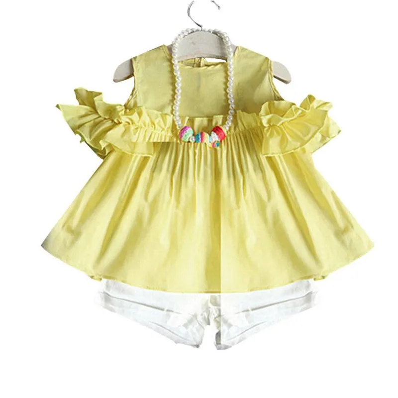 Cute shipkids clothes summer Kids Baby Girls Sweet Lotus Sleeve