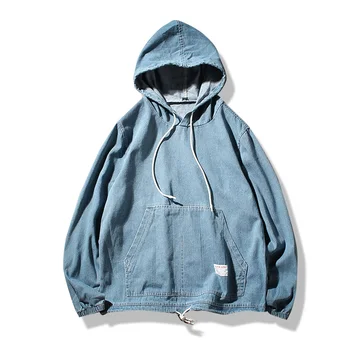 

2018 New cotton outerwear jean jacket men Slim Fit Hooded Fashion Men's denim pullover jacket casual denim clothing