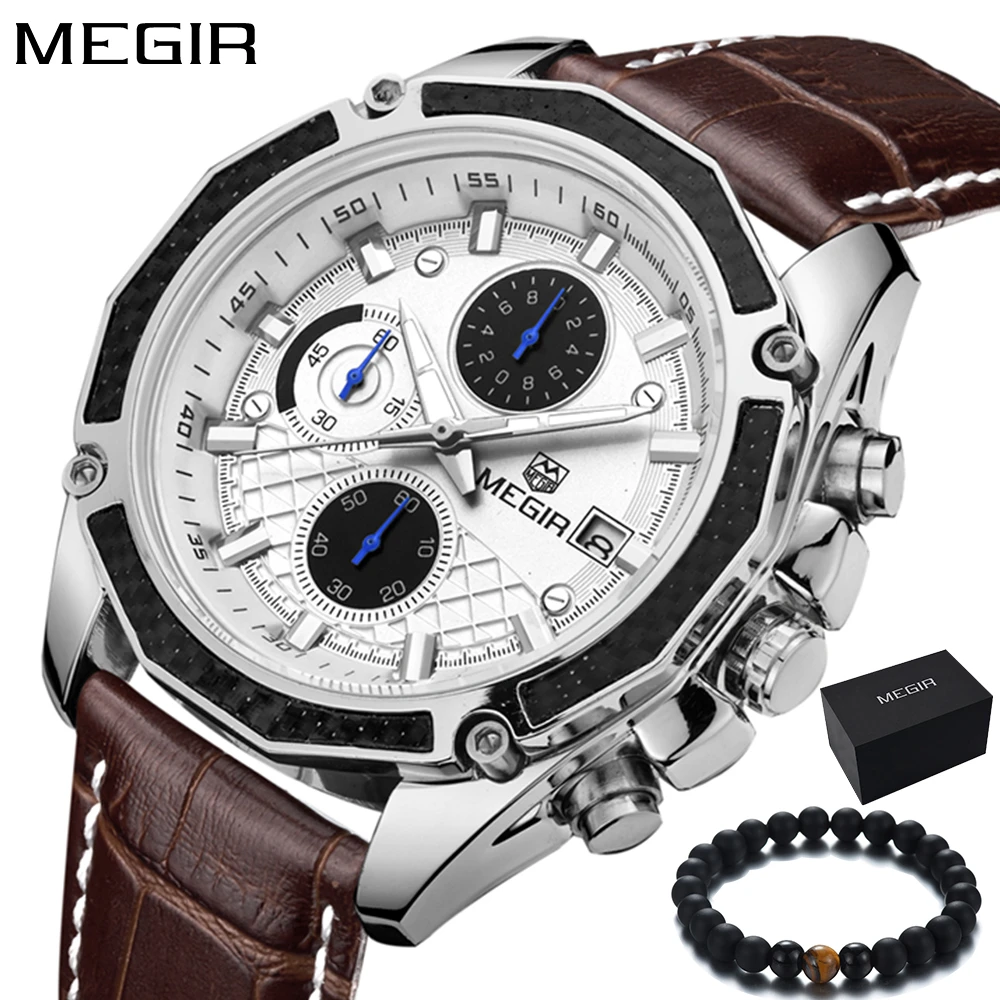 Relógio megir pulseira de couro Clearance