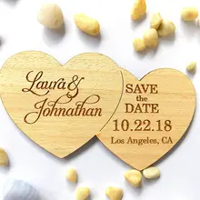 Изготовленный На Заказ двойной сердце деревенский Свадебный деревянный сохранить дату магниты на холодильник прием гостей в доме невесты сувениры подарки компании приглашения