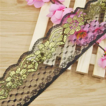 

Black Gold Polyester Lace 6cm Trim Fabric Sewing Accessories Cloth Wedding Dress Decoration Ribbon Craft Supplies 50yards L204-4