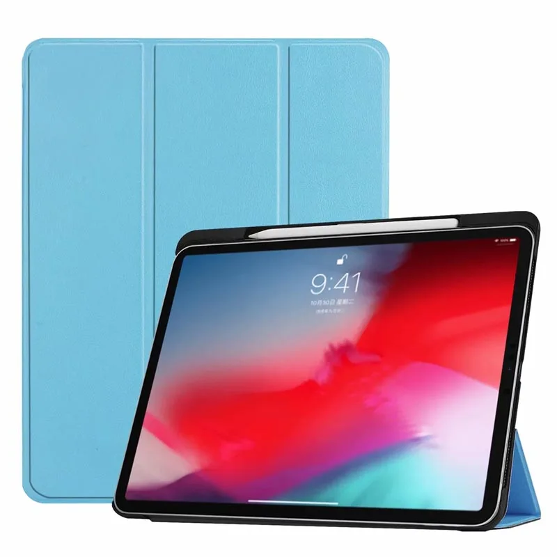 100 шт./лот Trifold дело [сильная защита + Apple Pencil зарядки поддерживается] Авто Режим сна/Пробуждение чехол для нового iPad Pro 11 дюймов 2018