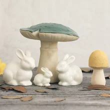 3 шт./компл. прекрасный керамический набор семьи кроликов фарфор заяц скандинавском стиле белые домашние украшение ремесло Фея микро пейзаж подарок для ребенка
