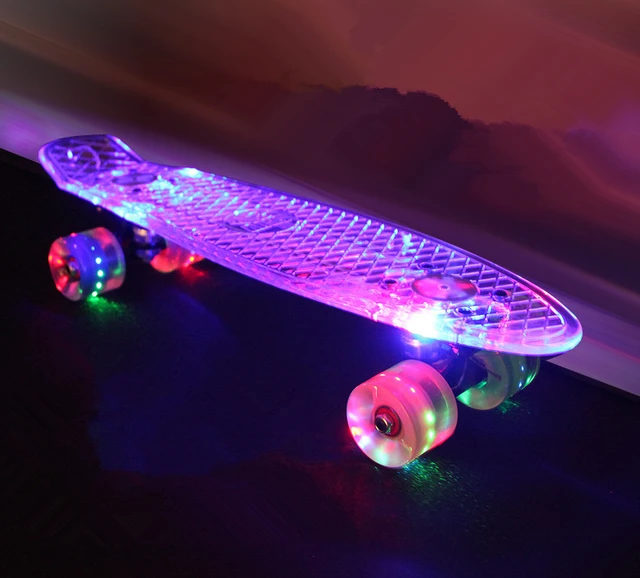 22" Flashing Led skateboard Luminous Transparent skate long board Retro  mini cruiser longboard - AliExpress