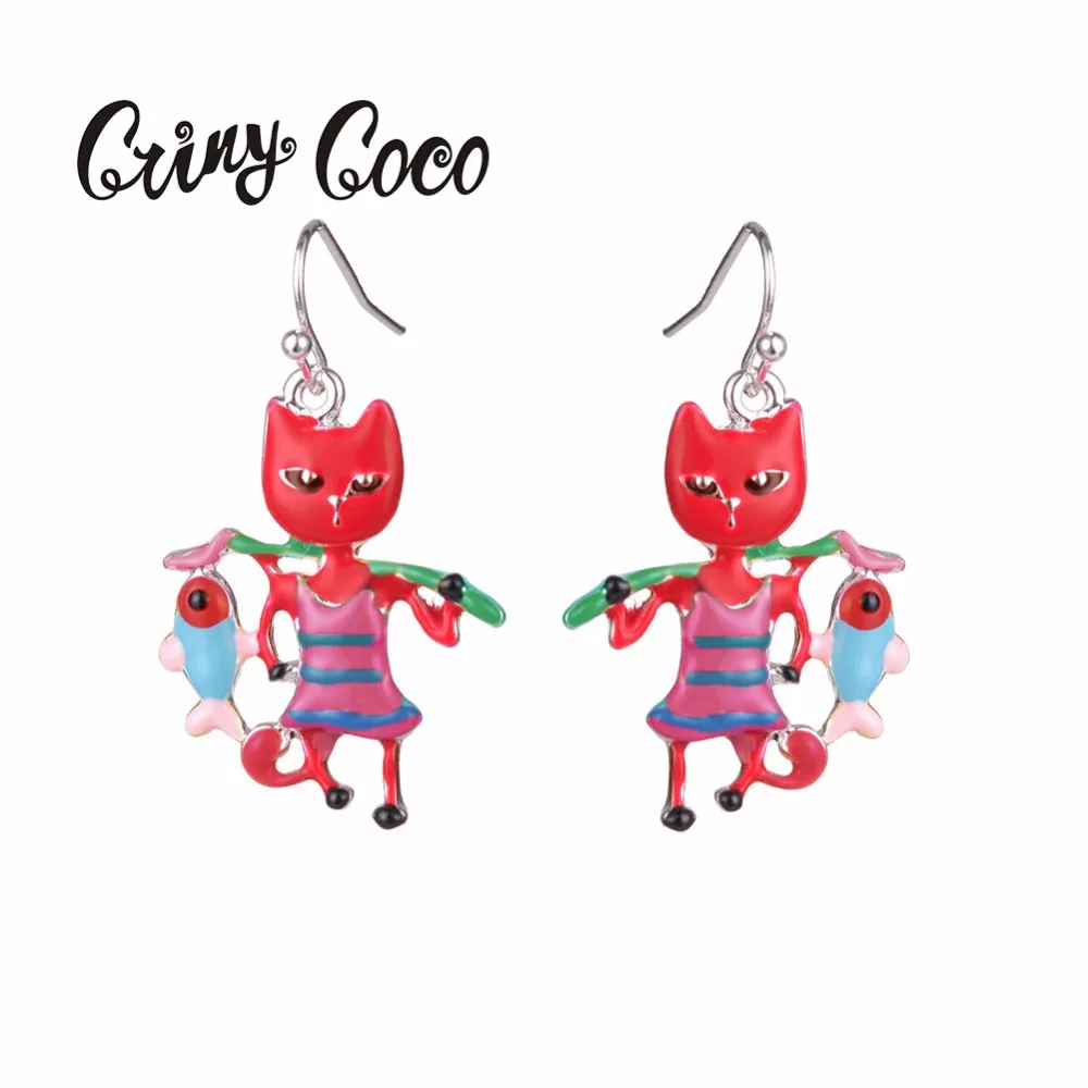 

Dangle Drop Earrings Pet Cat Earring Enamel Metal 2019 News Fashion Jewelry for Women Girls Ladies Accessories Birthday Gifts