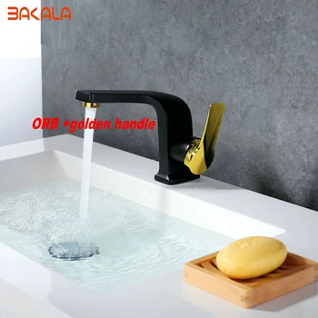 2017 BAKALA Black with golden handle Luxury Design Fashionable Tap Bathroom ORB Mixer Mounted Bathroom Sink Faucet 2017 BAKALA Black with golden handle Luxury Design Fashionable Tap Bathroom ORB Mixer Mounted Bathroom Sink Faucet