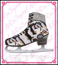 Aidocrystal 2015 hot sale fashion newest custome crystal figure ice skating shoes