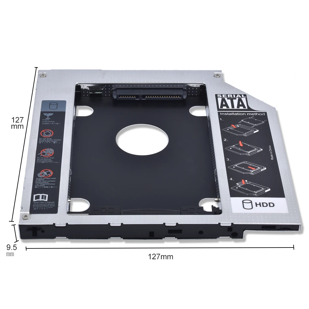 TISHRIC Горячая Распродажа для ноутбука CD DVD привод od 2nd HDD Caddy 9 5 12 7 мм SATA светодиодный