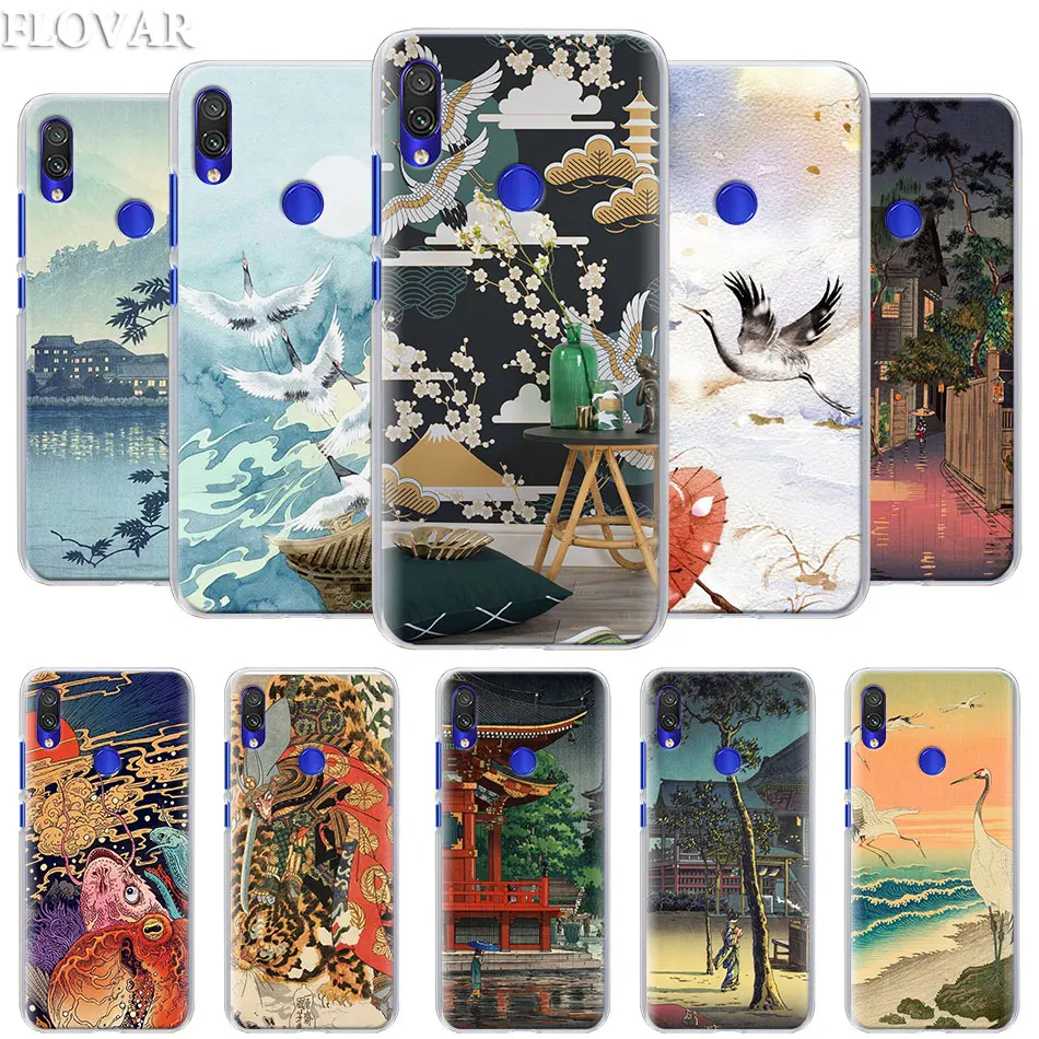 

Japanese Art Crane Fuji Mountain Phone Case for Xiaomi Redmi 7 5 6 Pro Note 7 Pro 5 5A 6 Mi A1 A2 8 Lite 9 Case Coque
