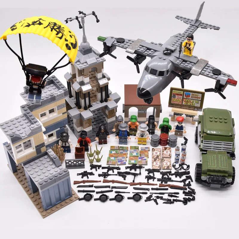 

legoINGly Weapons PUBG military army soldiers SWAT Police building blocks bricks Figures DIY kids toys for children arma awp ww2