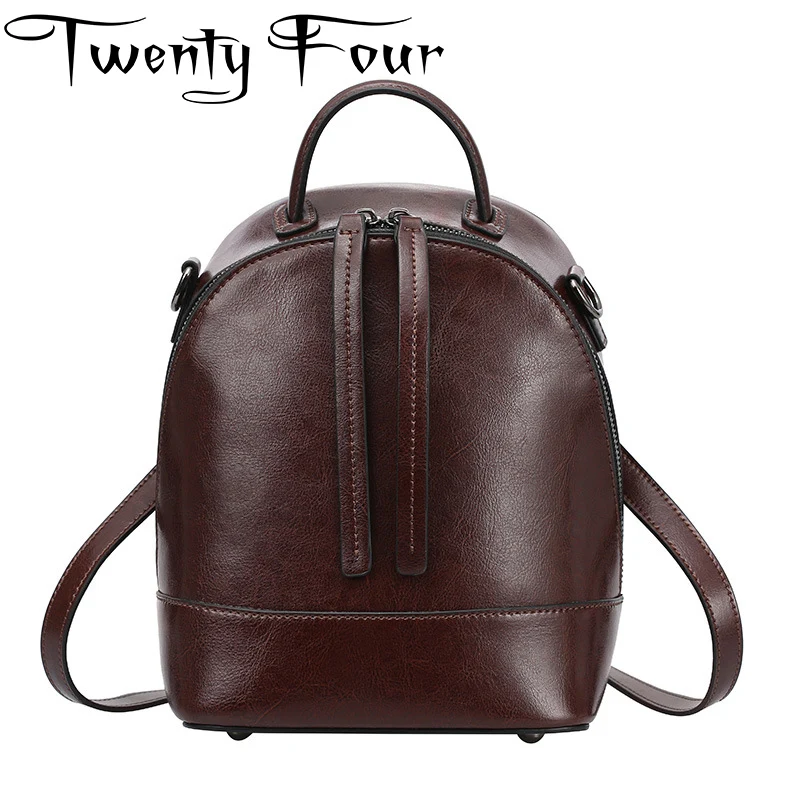 

Twenty-four Women Small Size Candy Backpack Designer Bag Real Hard Leather Fashion Backpack Vintage Mochila Travelling Lady Bag