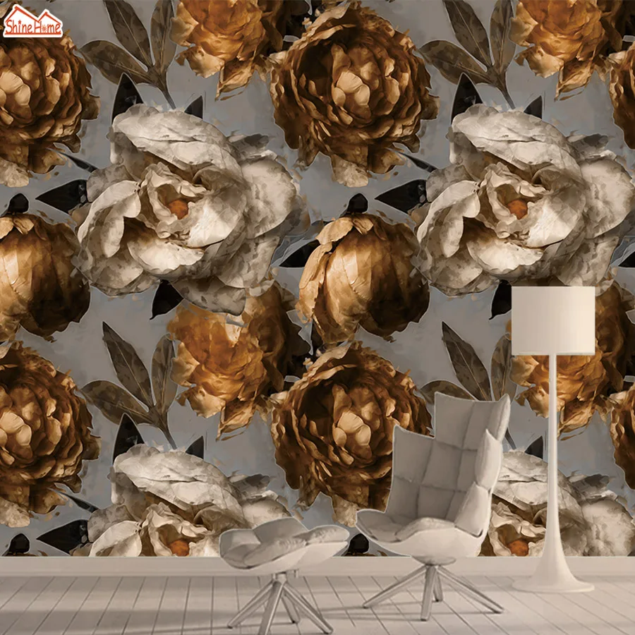 Настенная бумага s домашний Декор 3d настенная бумага s для гостиной винтажный цветочный пион самоклеющиеся фотообои рулоны