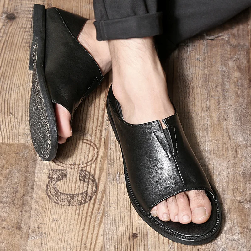 2016 Summer Men Shoes Sandals Leather Open Toe Slip On Mens Flats 2016 Summer Men Shoes Sandals Leather Open Toe Slip On Mens Flats
