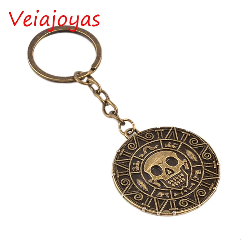 Hot-Movie-Pirates-Of-The-Caribbean-Keychain-Vintage-Skull-Head-Gold-Skeleton-Key-Chain