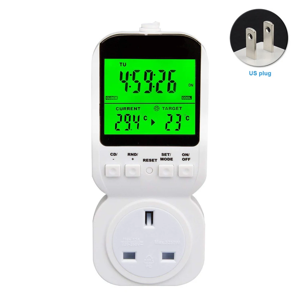 

MTS-400 Timer Switch Backlight Anti-thief Thermostat Plug ABS Digital Weekly Smart Electronic Programmable Socket Energy Saving