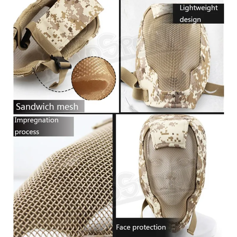 Тактическая маска для лица металлическая сетка военное покрытие Рогатка для армии наружный Пейнтбол пистолет для косплея игры страйкбол аксессуары