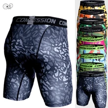 Быстросохнущие Бодибилдинг Фитнес тренажерные залы шорты камуфляж базовый слой беговые колготки мужские короткие эластичные Спортивная одежда