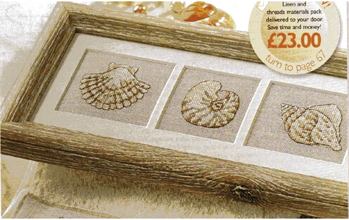 

Best Quality Counted Cross Stitch Kits 14ct Shells Three Kinds Embroidery Home Decor Needlework Cartoon Sewing Needle 35*15cm