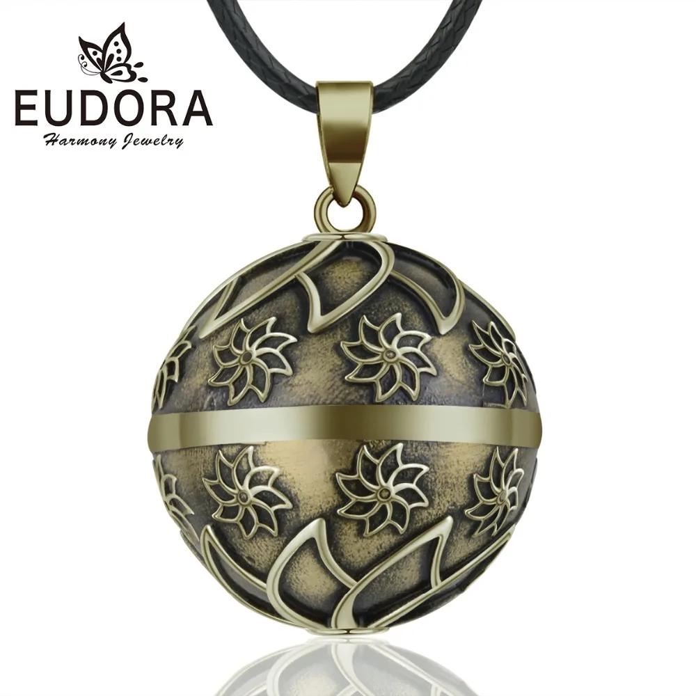 

EUDORA 20mm Copper Flowers Ball Harmony Bola Ball Pendant Necklace Chime Balls for Pregnancy Women Baby Vintage Jewelry N14NB342