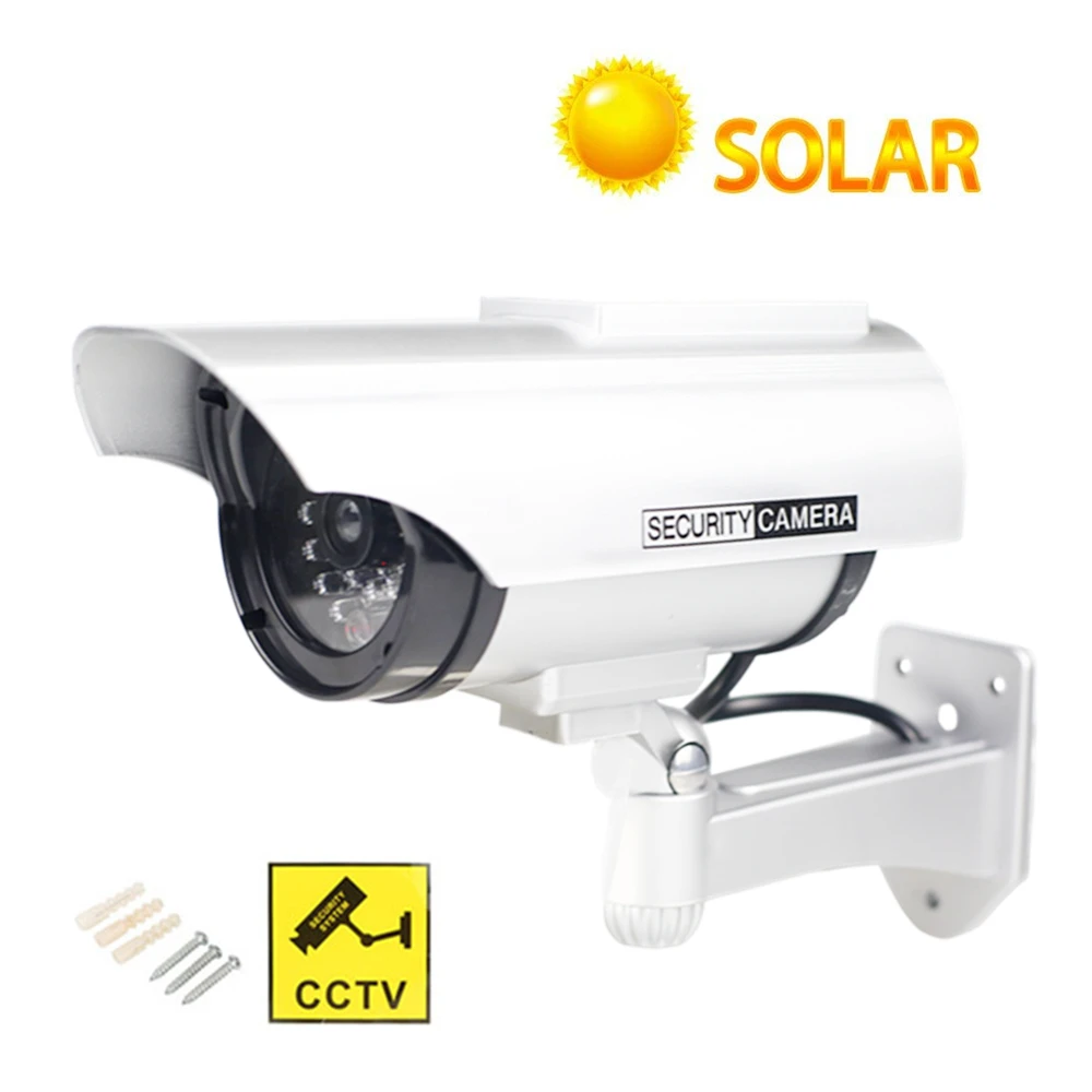 

Solar Power Fake Dummy Camera Waterproof Outdoor Security CCTV Surveillance Bullet Camera Home LED Light Monitor Free Shipping