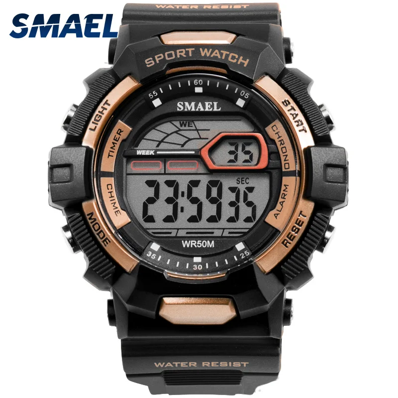  Waterproof Sport Watches LED SMAEL Relojes Hombre Men Watch Big Military Watches Army 1527 Silicone Digital Wrsit Watch for Men 