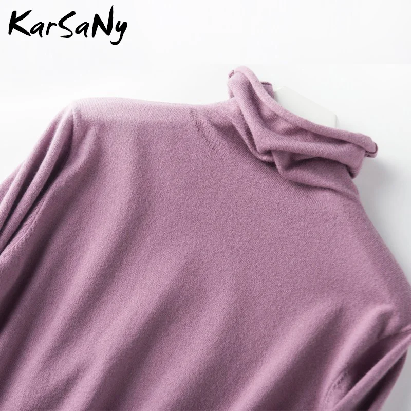 Зимний кашемировый свитер, женский шерстяной пуловер, женский белый кашемировый свитер с высоким воротом, пуловер, мягкий зимний женский свитер - Цвет: Purple