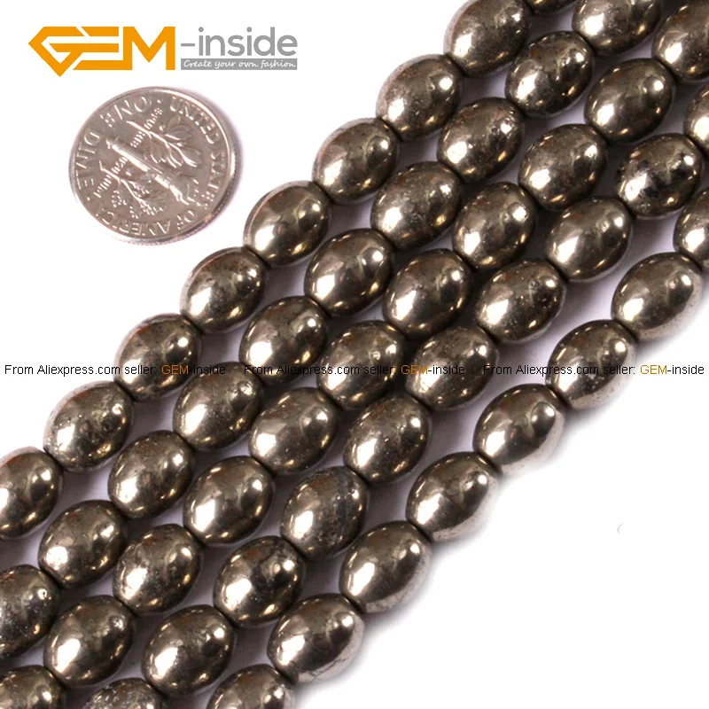 

Natural Olivary Silver Gray Pyrite Beads For Jewelry Making 4-10mm 15inches DIY Jewellery FreeShipping Wholesale Gem-inside