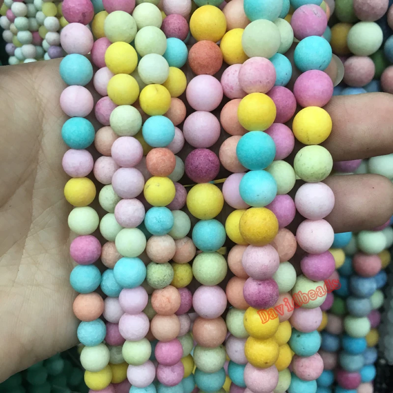 

Free Shipping Natural Stone Frost Dull Polish Matte Mixed colorful Malaysia Jadee Loose Beads For Jewelry Making