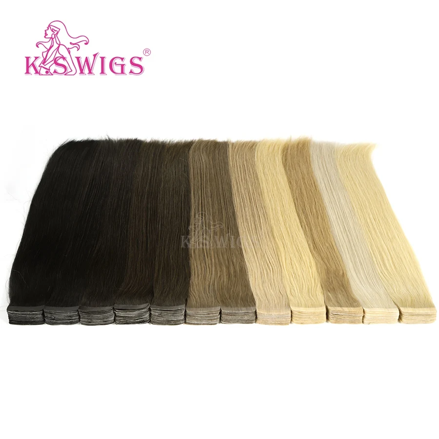 K.S WIGS Remy Human Hair Luxury Tape In Double Drawn Human Hair Extensions 20'' 50g
