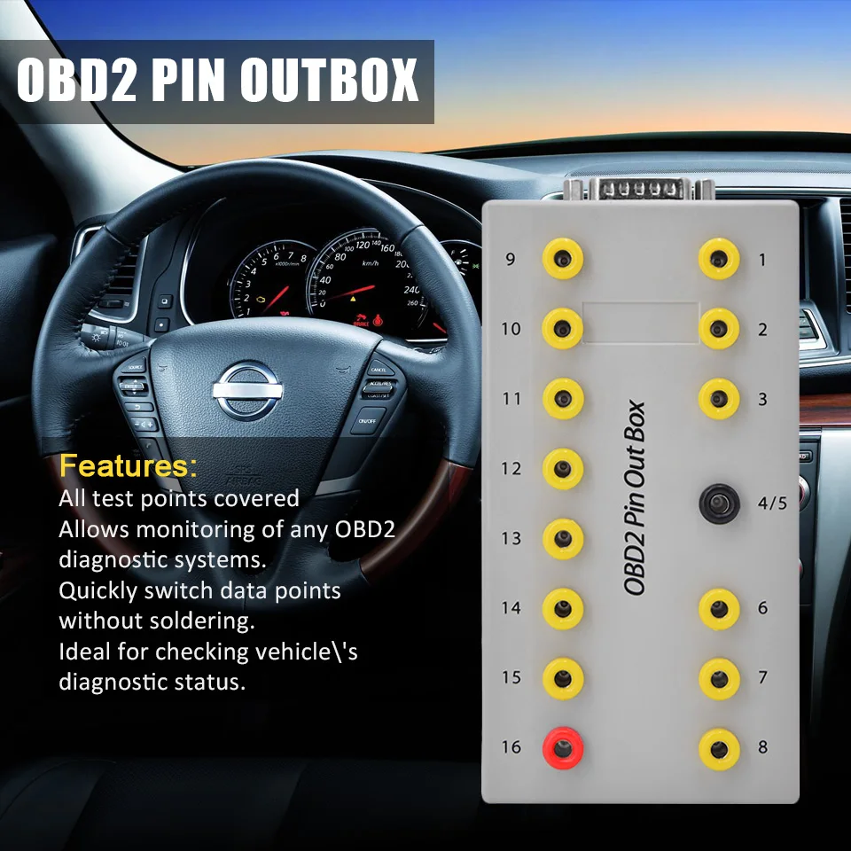 OBD2 пробойная коробка 16 pin для автомобиля, коробка для вырыва obd2, коробка для вырезания штифта автомобиля