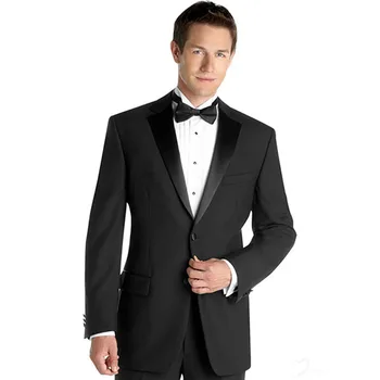 

2017 Mens Suits Groomsmen Notch Lapel costume homme Groom men suit Tuxedos Black man Wedding terno masculino (Jacket+Pants+Tie)