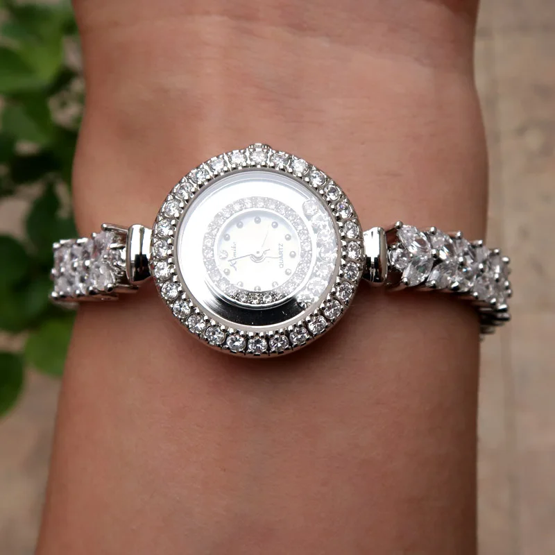 Качественный двухканальный модуль AAA циркониевые элементы лист австрийский браслет часы с кристаллами для свадебной вечеринки модные ювелирные изделия, сделанные с оптовой продажей