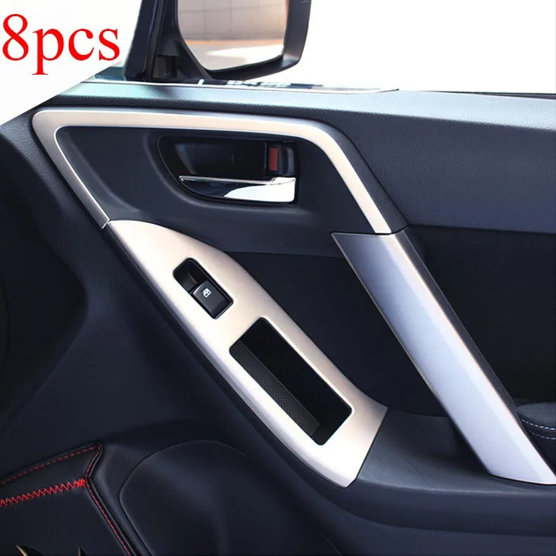 

8pcs Stainless steel window switch panel arm door covers and interior door handle trims For Subaru Forester 2013- 2017