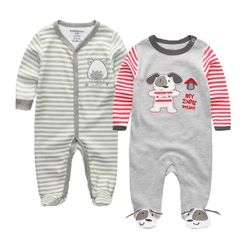 

2PCS/LOT Baby Rompers O-Neck Cartoon 100%Cotton Long Sleeve 0-12M Baby Clothes Newborn Infant de bebe costumes Baby Clothing