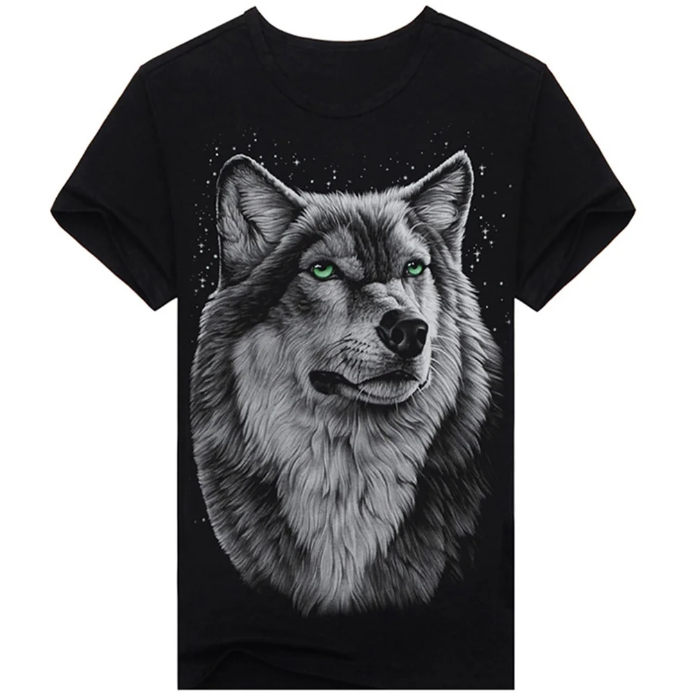 

2019 summer fashion style high quality men's tshirt cotton Wolf 3D Printing Pattern T shirt men brand