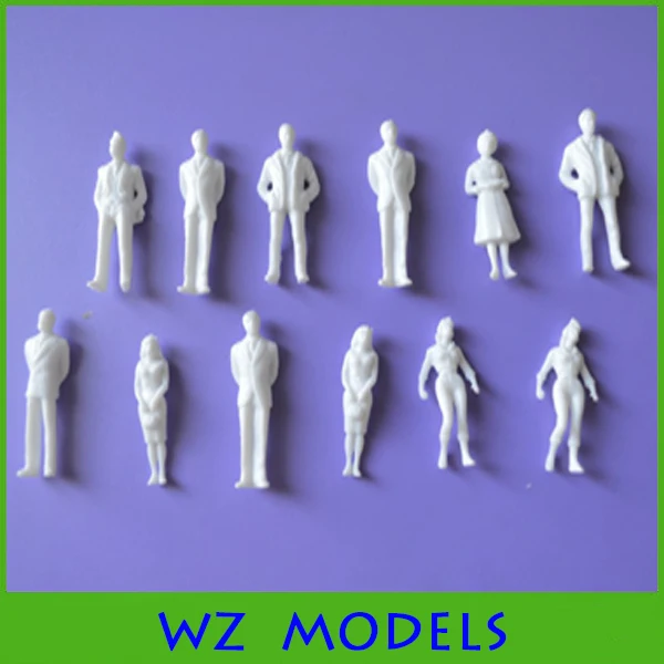 200pcs HO Scale 1:75 White Model People Unpainted Train Figures |